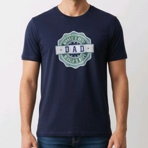 Men's Blue Medium Graphic Tee Worlds Best Dad logo T-Shirt Father's Day Gift New